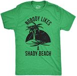 Mens Shady Beach Funny Shirts Vacation Funny Vintage Novelty Hilarious T shirt (Heather Green) - L