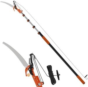 LAANPOLE 26FT Reach Fruit Picker Pole with Basket Telescoping, Apple Picker with Tree Trimmer and 5-20FT Extension Pole for Orange Lemon Mango Avocado Guava Fruit Picking