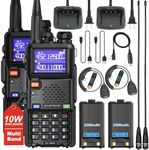 2pack BAOFENG UV5RM 10W Long Range U/VHF Multi Band Two-Way Radio with Microphone 771Gain Antenna and Programming Cable GMRS Handheld Ham NOAA Portable FRS Radio Type-C Rechargeable Walkie Talkie