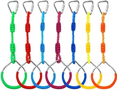 Kawuneeche 7PCS Colorful Ninja Rings - Gymnastic Rings, Swing Bar Rings, Monkey Rings, Climbing Rings Outdoor Backyard Play Sets Playground Equipment for Ninjaline Obstacle Accessories