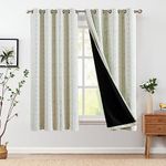 jinchan Full Blackout Boho Curtains 63 Inch Length for Bedroom Sage Green on Beige Geometric Printed Grommet Top Room Darkening Thermal Insulated Window Drapes 2 Panels