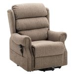 Salisbury Dual Motor Riser Recliner Arm Chair In Lisbon Mocha Fabric with Free 5 Year Warranty