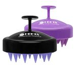 HEETA 2 Pack Hair Scalp Massager Shampoo Brush, Hair Scalp Scrubber with Soft Silicone, Wet and Dry Hair Detangler (Black & Purple)