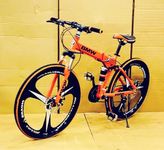 Skyride BMV X6 Cycle 6 Spoke Foldable Cycle with 21 Speed Gear Cycle with Dual Disc Brake Cycle Carbon Frame Suspension Bicycle for Men 26inch Wheel Size (Orange)