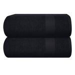 GLAMBURG Premium Cotton Oversized 2 Pack Bath Sheet 35x70-100% Pure Cotton - Ideal for Everyday use - Ultra Soft & Highly Absorbent - Machine Washable - Black