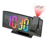 Ankilo Newest Projection Alarm Clock for Bedroom, 7.8" Large Display Digital Mirror Clock, 12/24H, Adjustable Brightness, LED Alarm Clock with 180° Projector for Kids, Elders, Multicolor