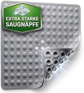 SilverRack Duschmatte rutschfest 53x53 cm (Grau) - Antirutschmatte für Kinder - Badematte, maschinenwaschbar und schimmelresistent