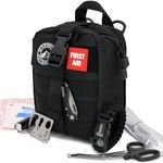The Brazos First Aid Survival Kit, 250 Pieces, Hiking & Camping Essentials, Survival Gear and First Aid Combo for Emergency Preparedness, Lightweight, Portable, Tactical Clips & Closures, Black