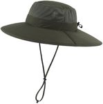 Home Prefer UPF50+ Mens Sun Hat Wide Brim Fishing Hat Large Foldable Brim UV Protection Hat for Men Bucket Beach Army Green