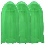 Superio Toboggan Snow Sleds for Kids and Adults, Pack of 3 46" Heavy Duty Plastic Open Back Sliders with Handles and Holes for Pull Ropes- (Ropes Excluded) Kid and Adult Winter Fun (Green)