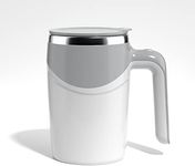 Electric Mixing Mug,Electric Stirring Coffee Mug,Coffee thermos, Coffee Mugs,Suitable for Coffee, Milk, Cocoa and Other Beverages (Grey/White)