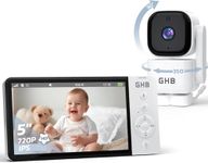 GHB Baby Monitor with Camera and Night Vision 5'' 720P HD 5000mAh Video Baby Monitor Camera Remote Pan and Tilt, IPS Screen, VOX Mode, 2-Way Audio, Temperature Alert, 8 Lullabies