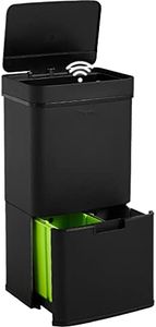 Homra Poubelle Automatique 72L Nexo | Bac à Ordures de Cuisine Inox | Système de Tri des Déchets | En Acier Inoxydable | 4 Compartiments | Poubelle de Recyclage | Couvercle Softclose | Noir