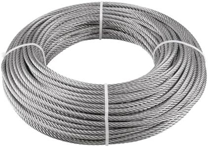 TooTaci 3/16 Wire Rope Cable, 100ft T316 Stainless Steel Cable 3/16 inch, Braided Steel Cable 7×19 Strands, Marine Grade Aircraft Cable 3/16 for Cable Railing, Wire Railing for Deck,Porch Railing