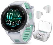 Wearable4U Garmin Forerunner 265S Music GPS Running 42 mm Smartwatch, Whitestone with AMOLED 1.1in Touchscreen Display White Earbuds Bundle