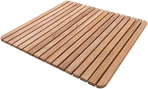 NORDIC STYLE TEAK Premium Teak Shower and Bath Mat for Indoor and Outdoor Use - Non-Slip Wooden Platform for Spa, Sauna, Pool, Hot Tub - Flooring Decor and Protector (24/'' x 24/'', Natural Finish)