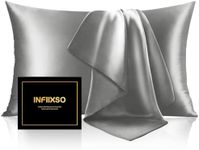 INFIIXSO Mulberry Silk Pillowcase for Hair and Skin, Silk Pillow Cases Queen Size Set of 2 with Hidden Zipper 20x30 Inches, Ultra Smooth and Soft Cooling Pillow Cases for Hot Sleepers(Grey, 2 Pack)