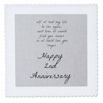 3dRose 2nd Anniversary I Could Love You Longer on Faux Cotton-like Background - Quilt Square, 12 by 12-inch (Qs_221893_4)