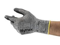 Ansell HyFlex 11-801 Professional Work Gloves, Abrasion Resistant Nitrile Coating with Firm Grip, Multipurpose Protection Gloves, Mechanical and Industrial Safety, Grey, Size M (1 Pair)