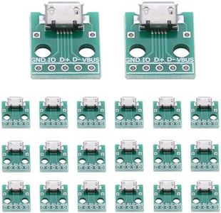 hiBCTR 20-Piece Set of Micro USB to DIP Adapters. These are 5-pin Female B-Type connectors Used as PCB converters on pinboards.
