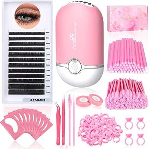 Cludoo Professional Eyelash Extension Supplies Kit with Lash Clusters Lash Kit for Eyelash Extensions Beginners with Lash Fan, Tweezers, Tapes, Mascara Brushes,Lash Extension Kit for Beginners Starter