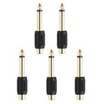 5 Pack 6.35mm Male Mono Jack Plug to RCA Female Phono Socket Gold Plated Audio Adapter