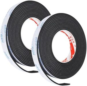 2 Pack Sealing Foam Tape,16.4ft 10mm Wide 1mm Thick Single Sided Weather Stripping Door Seal Strip for Window Door Insulation（Black）