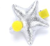 Little Girls Shiny Star Hair Clip - Silver/Yellow x1