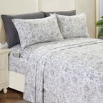 Elegant Comfort Softest and Coziest 6-Piece Sheet Set - 1500 Premium Hotel Quality Microfiber - Deep Pocket, Wrinkle Resistant 6-Piece Paisley Pattern Bed Sheet Set, Queen, Paisley Gray