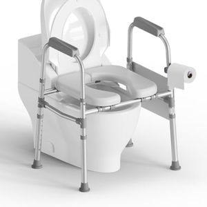 Raised Toilet Seats with Handles for Seniors,Gray