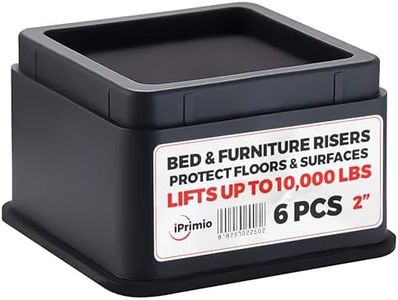 iPrimio Bed Risers - Square, 2 Inch Lift, Heavy Duty, 6 Pack, Up to 10000lbs - Bed Raising Blocks, Furniture Risers - Safe, Sturdy Bed Lifts for College Dorm Rooms, Couches, Tables, Desk Riser