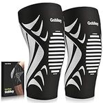 Gobikey Knee Support for Women and Men 2 Pack, Knee Brace Compression Sleeve, Breathable Anti-Slip for Arthritis, Joint Pain, Tendonitis, Meniscus Tear, Ligament Injury, Running (L: 42-47cm)