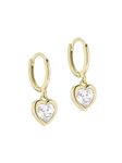 Ted Baker Hanniy Crystal Heart Huggie Hoop Earrings For Women (Gold Tone/Crystal)