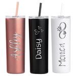 Personalized Tumblers, 20 oz Stainless Steel Skinny Tumbler with Lids, Custom Engraved Insulated Tumbler, Personalized Cups - Gifts for Women, Bridal Party, Birthday, Mother's Day, Teacher