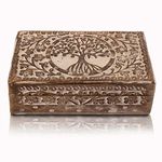 The Great Indian Bazaar Great Birthday Handmade Decorative Tree Of Life Wooden Jewelry Box Treasure Keepsake Box Treasure Chest Trinket Holder Lock Box 8 X 5 Inches Large White Wash Finish