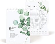 Bliss Collections Habit Tracker Calendar Notepad, Greenery Floral, Gold Spiral Binding, Inspirational and Motivational Monthly Journal to Track Habits and to Help with Goals, 6"x9" Undated 12 Months