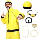 Amycute 90s Rapper Celebrity Costume for Adults, Men’s 80s 90s Fancy Dress Costume with Accessories Kit, Ali-g Costume Adults Funny Rapper Halloween Stag Do Fancy Dress Outfits