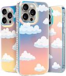 LONLI Hue - for iPhone 15 Pro Max Case - Iridescent with Cloud Phone Case with [4 Airbag Cushioned Corners] - Cute, Unique and Aesthetic Shockproof Cover for Women and Girls (2023)