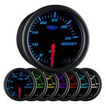 GlowShift Black 7 Color 35 PSI Boost Gauge by GlowShift