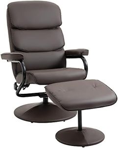 HOMCOM Recliner Chair with Ottoman, PU Leather Swivel High Back Armchair w/Footrest, 135° Adjustable Backrest and Thick Foam Padding, Brown