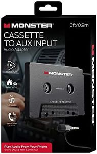 Monster Cassette to Aux Audio Adapter for Car, Compatible with Devices Featuring 3.5mm Aux Port, Music Playback, Hands-Free Calls, Easy DIY Installation, Plug and Play