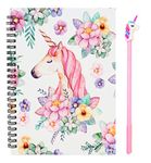 Jiada Unicorn Print Wirebound Spiral Diary Notebook A5 Size, 160 Pages - 1 Unicorn Pen Free