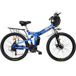 AKEZ 26" Electric Folding Bikes for Adults Men Women Folding Electric Mountain Bikes Bicycle,E-Bikes for Men All Terrain with 48V 10Ah Removable Lithium Battery and Shimano 21 Speed Gears