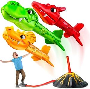 MINDSPROUT Rocket Launcher for Kids - Dino Blasters - Launch up to 100 ft. Best Birthday Gift, for Boys & Girls Age 3 4 5 6 7 Years Old - Outdoor Toys, Family Fun, Dinosaur Toy