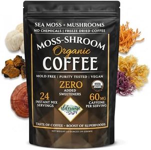 Elderwise Coffee with Mushrooms & Sea Moss - Lion's Mane, Chaga, Reishi & Cordyceps - 24 Servings - Healthy Coffee - Freeze Dried Instant - Chemical free - Fair Trade
