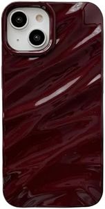 Caseative for iPhone 13 Case,Water Ripple Pattern Curly Wave Shape Soft Compatible with iPhone Case (iPhone 13,Wine Red)