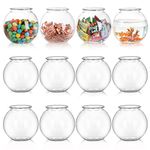 Okllen 12 Pack Plastic Ivy Bowls, 16 Oz Round Fish Bowl with Wide Mouth, Unbreakable Vases Bowls for Home Decor, Carnival Games, Candy, Party Favors, Centerpiece, BPA Free, Clear