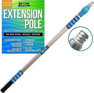 Extension Pole Telescoping Pole Extension Rod Extendable Pole Telescopic Deck Brush Boat Hook Painters Pole 3/4" Universal End Painting Paint Roller Mop Handle Twist Lock Long Stick Extender 3.5-6FT