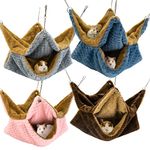 4 Pcs Pet Hammock, Ferret Hammock, Hamster Hammock, Guinea Pig Hammock, Rat Hammock for Cage, Sugar Glider Cage Accessories, Pet Sleeping and Playing Bed (Bule, Brown, Pink, Gray)