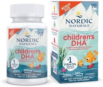 Nordic Naturals Children’s DHA, Strawberry - 120 Mini Chewable Soft Gels for Kids - 250 mg Omega-3 with EPA & DHA - Brain Development & Function - Non-GMO - 30 Servings